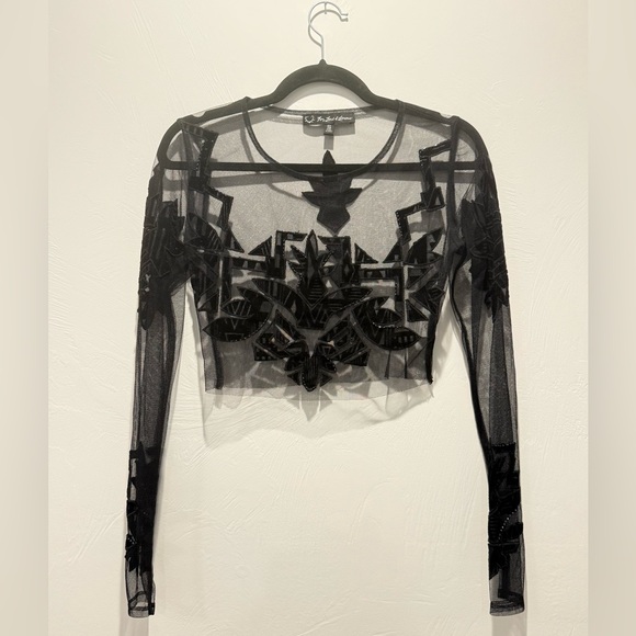 For Love And Lemons Black Sheer Crop Top - Vienna Crop Top - Picture 3 of 8